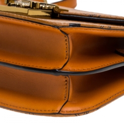 MCM Cognac Visetos Coated Canvas and Leather Patricia Crossbody Bag