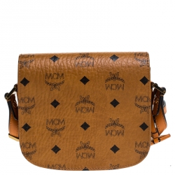 MCM Cognac Visetos Coated Canvas and Leather Patricia Crossbody Bag