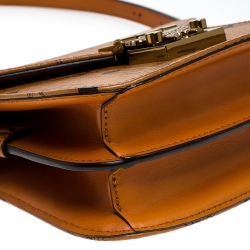 MCM Cognac Visetos Coated Canvas and Leather Patricia Crossbody Bag