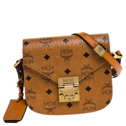 MCM Cognac Visetos Coated Canvas and Leather Patricia Crossbody Bag