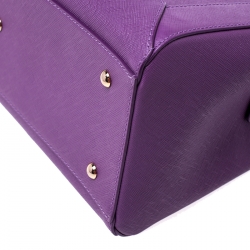 MCM Purple Textured Leather Tote