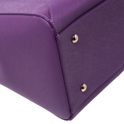 MCM Purple Textured Leather Tote