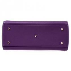 MCM Purple Textured Leather Tote