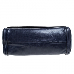  MCM Blue Vitello Leather Top Handle Bag