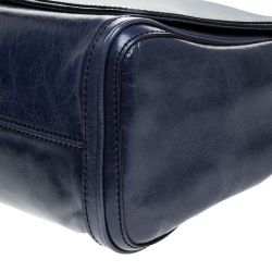 MCM Blue Vitello Leather Top Handle Bag