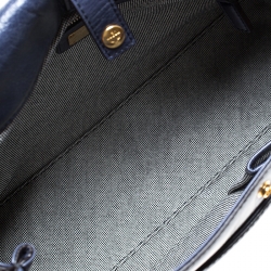  MCM Blue Vitello Leather Top Handle Bag