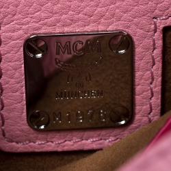 Pre Owned MCM Pink Leather Small Studded Patricia Crossbody