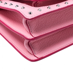 Pre Owned MCM Pink Leather Small Studded Patricia Crossbody