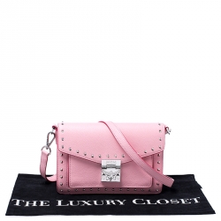 Pre Owned MCM Pink Leather Small Studded Patricia Crossbody