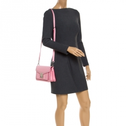Pre Owned MCM Pink Leather Small Studded Patricia Crossbody