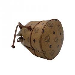 MCM Cognac Visetos Coated Canvas Bucket Shoulder Bag