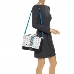 MCM White Visetos Top Handle Bag