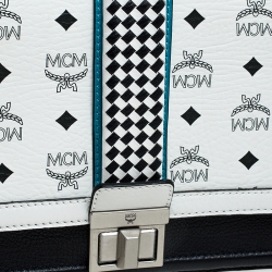 MCM White Visetos Top Handle Bag