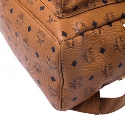 MCM Cognac Visetos Leather Large Stark Backpack