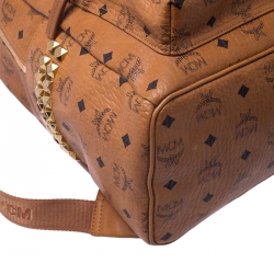 MCM Cognac Visetos Leather Large Stark Backpack