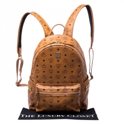 MCM Cognac Visetos Leather Large Stark Backpack