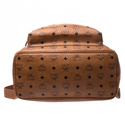 MCM Cognac Visetos Leather Large Stark Backpack