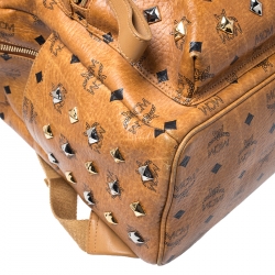 MCM Cognac Visetos Leather Large Studs Stark Backpack  