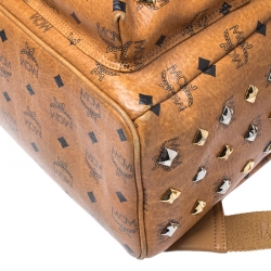 MCM Cognac Visetos Leather Large Studs Stark Backpack  