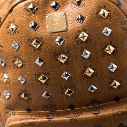 MCM Cognac Visetos Leather Large Studs Stark Backpack  