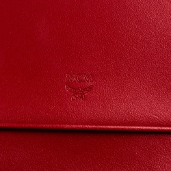 MCM Cognac Visetos Coated Canvas Tri Fold Compact Wallet