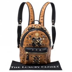 MCM Brown/Black Visetos Studded Coated Canvas Stark Backpack