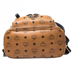 MCM Brown/Black Visetos Studded Coated Canvas Stark Backpack