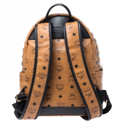 MCM Brown/Black Visetos Studded Coated Canvas Stark Backpack
