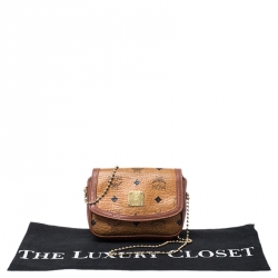 Pre Owned MCM Cognac Visetos Coated Canvas Crossbody Bag