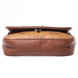 Pre Owned MCM Cognac Visetos Coated Canvas Crossbody Bag