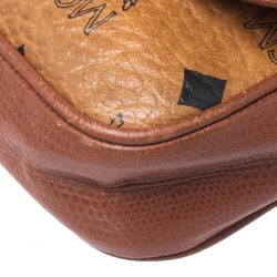 Pre Owned MCM Cognac Visetos Coated Canvas Crossbody Bag