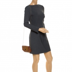 Pre Owned MCM Cognac Visetos Coated Canvas Crossbody Bag