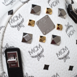 MCM White/Black Visetos Leather Dual Stark Backpack