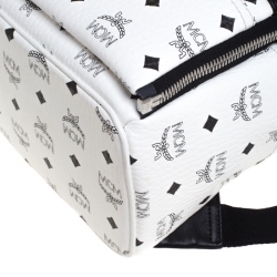 MCM White/Black Visetos Leather Dual Stark Backpack