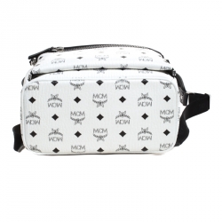 MCM White/Black Visetos Leather Dual Stark Backpack