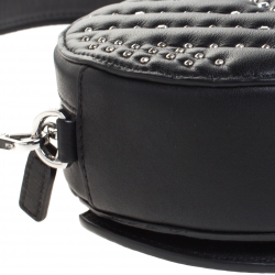 MCM Black Leather Swarovski Crystal Studded Round Shoulder Bags
