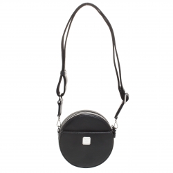 MCM Black Leather Swarovski Crystal Studded Round Shoulder Bags