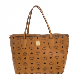 MCM Cognac Visetos Coated Canvas Tote