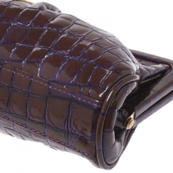 MCM Brown/Purple Croc Effect Patent Leather Frame Clutch