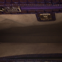 MCM Brown/Purple Croc Effect Patent Leather Frame Clutch