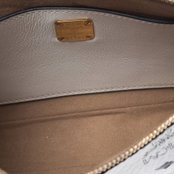 Pre Owned MCM White Visetos Coated Canvas Crossbody Bag