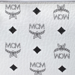 Pre Owned MCM White Visetos Coated Canvas Crossbody Bag