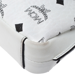 Pre Owned MCM White Visetos Coated Canvas Crossbody Bag