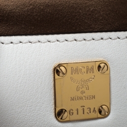 Pre Owned MCM White Visetos Coated Canvas Crossbody Bag