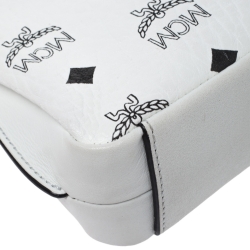 MCM White Visetos Coated Canvas Crossbody Bag