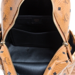 MCM Cognac Visetos Coated Canvas Medium Studs Stark Backpack