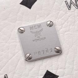 Pre Owned MCM White Visetos Coated Canvas Stark Studs Backpack