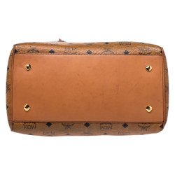MCM Cognac Visetos Coated Canvas Heritage Boston Bag