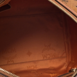 MCM Cognac Visetos Coated Canvas Heritage Boston Bag