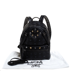 MCM Black Visetos Coated Canvas Medium Studs Stark Backpack